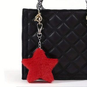 ⭐️NWT Red Plush Fuzzy Star Bag Charm Keychain